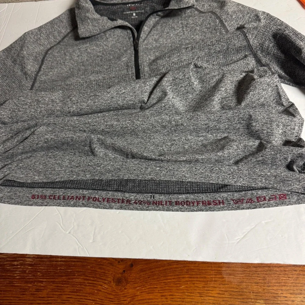 RHONE Mens Heathered Gray Quarter Zip Pullover Long Sleeve Athletic Shirt Size M